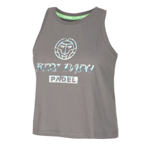 BIDI BADU Good Vibes Logo Chill Tanktop Dames-Grijs,Blauw