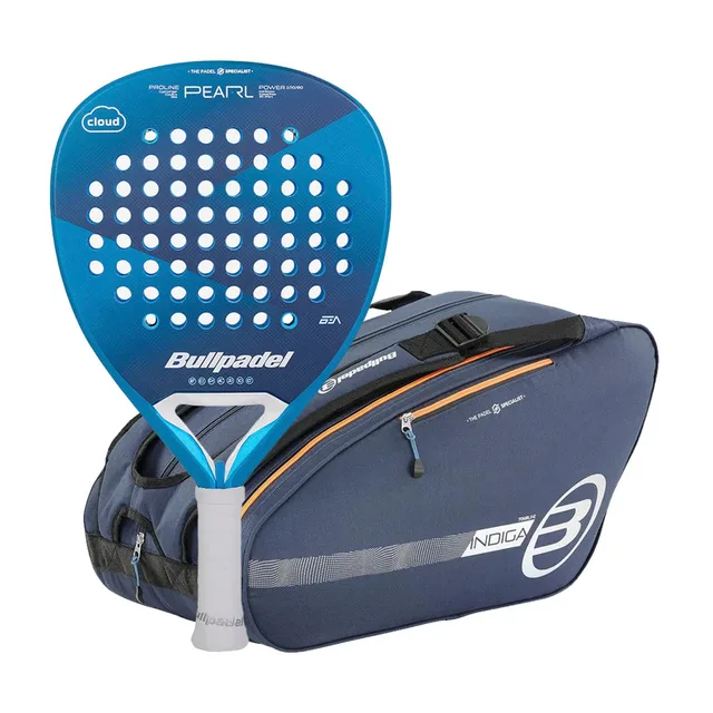 Bullpadel Pearl Cloud 2025 Bea González padel racket + Bullpadel BPP-24015 Tour Navy 2024 pack for women
