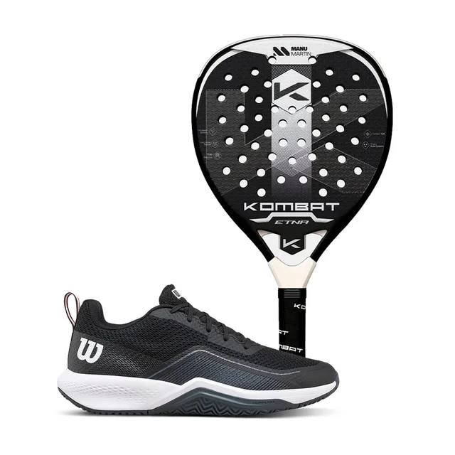 Kombat Etna 2025 by Manu Martin padel racket + Wilson Rush Pro Ace Black FW25 padel shoes