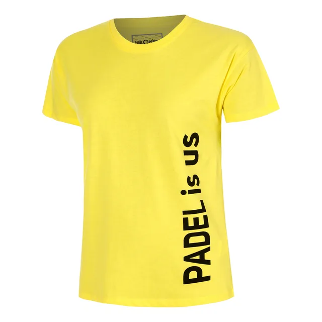 Padel-Point Padel Is Us T-shirt Dames-Geel,Zwart